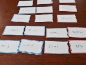 montessori kartičky slovné druhy